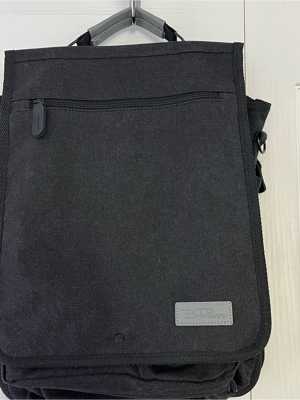 Bella Russo Canvas Laptop Travel School Bag Charcoal Gray Multiple Pockets